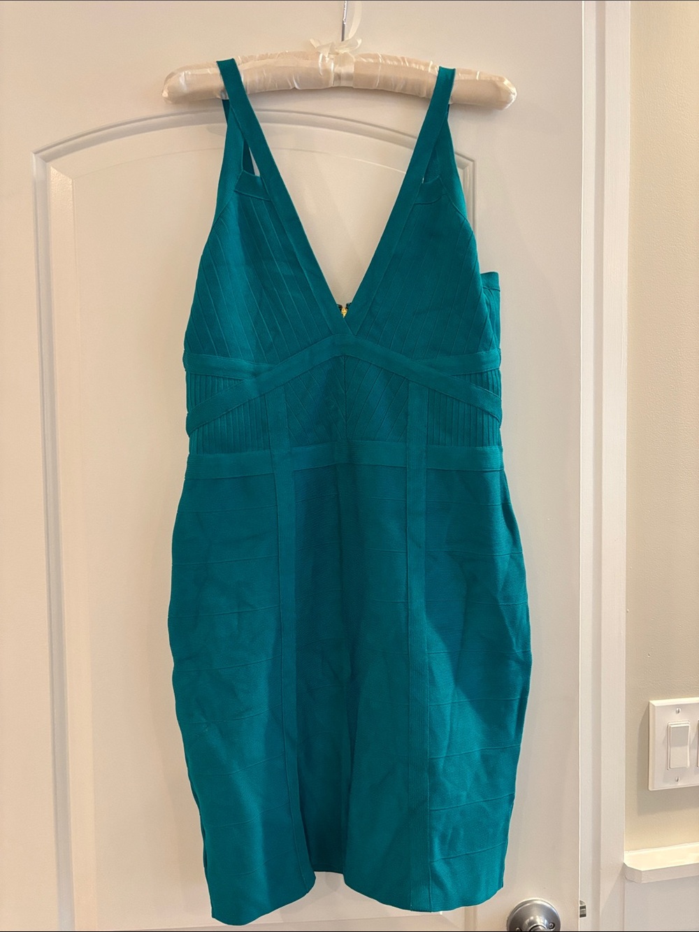 Guess Teal V-Neck Bandage Mini Dress